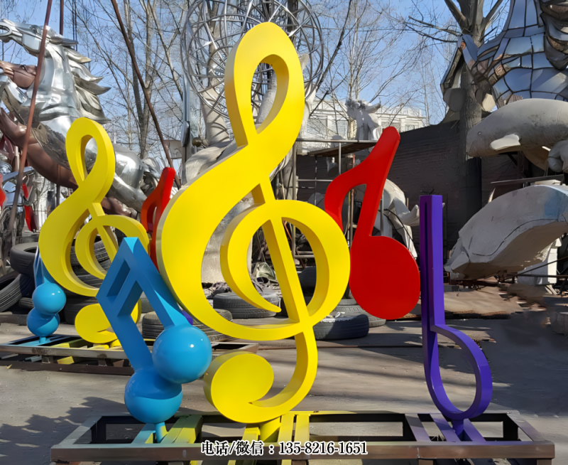 户外景观摆件玻璃钢彩绘音符雕塑 户外景观摆件玻璃钢彩绘音符雕塑